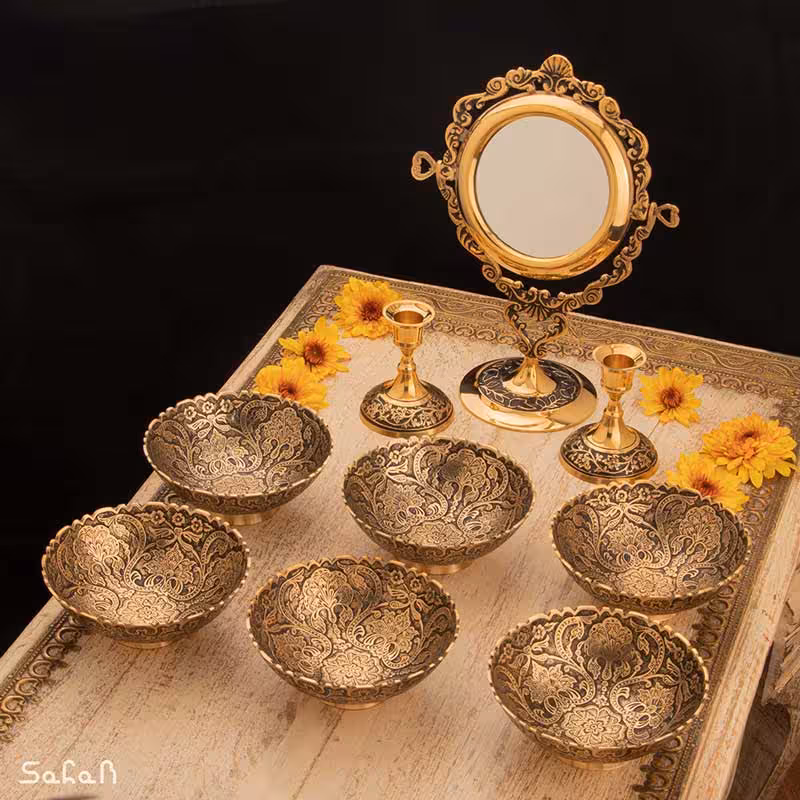 ست هفت سین برنجی آنتیک کد 1166