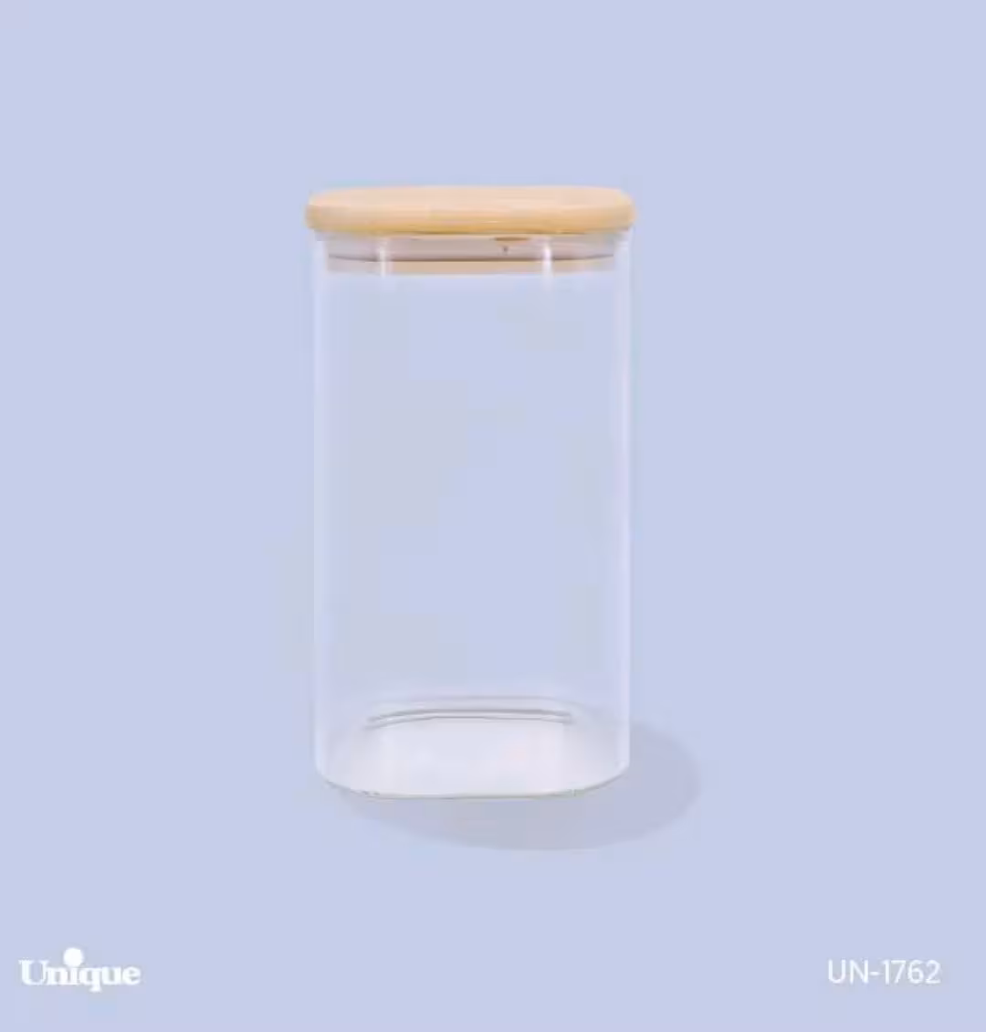 بانکه شیشه ای درب چوبی مربع 17سانت یونیک کد UN-1762