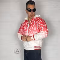 سویشرت مردانه شمعی ضدآب چاپی داخل پشمی سفید قرمز