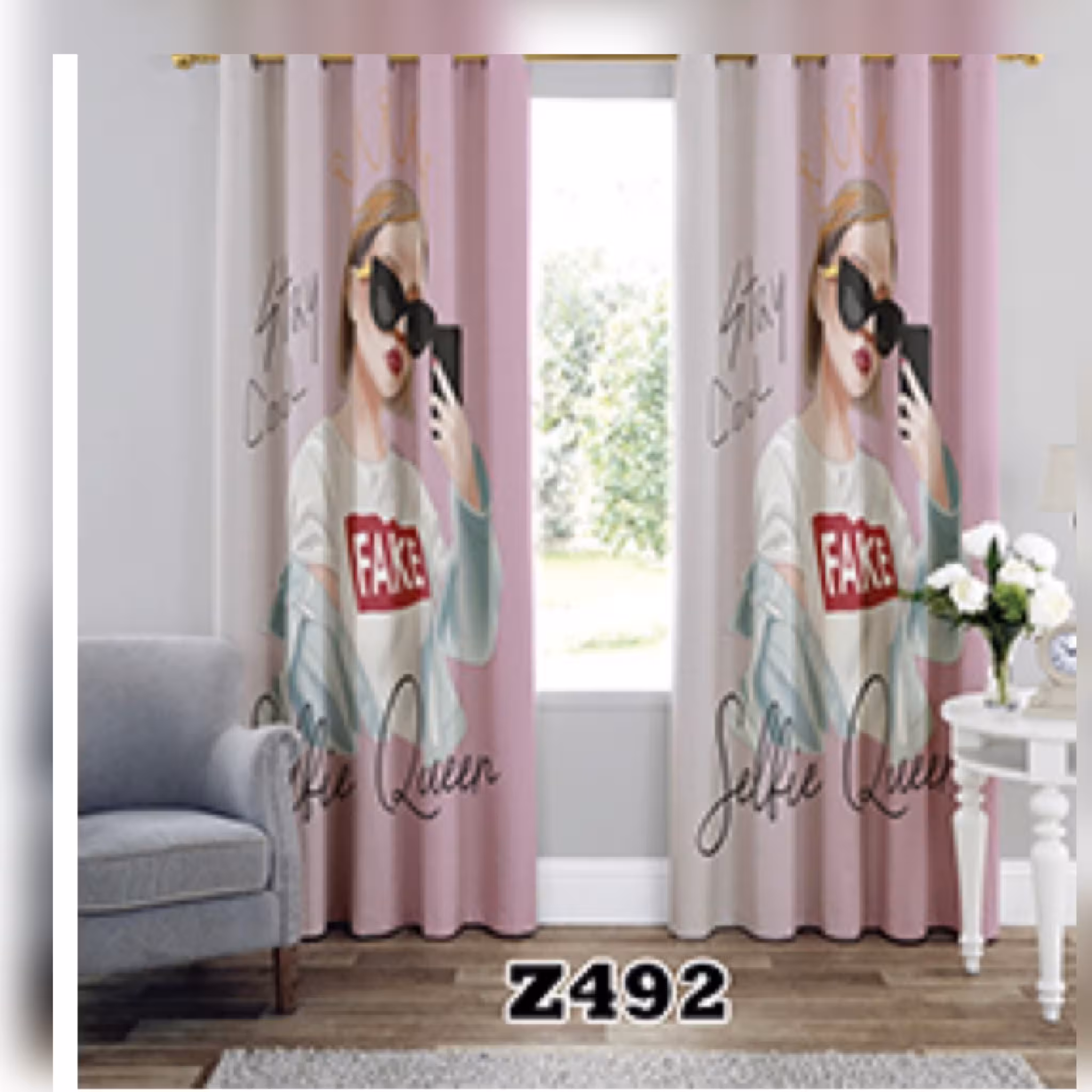 پرده اتاق خواب دخترانه طرح سلفی بروا گالری با کیفیت و دوخت بسیار عالی