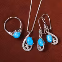 نیم ست فیروزه زنانه کد 21209 - جواهری مشاهیر