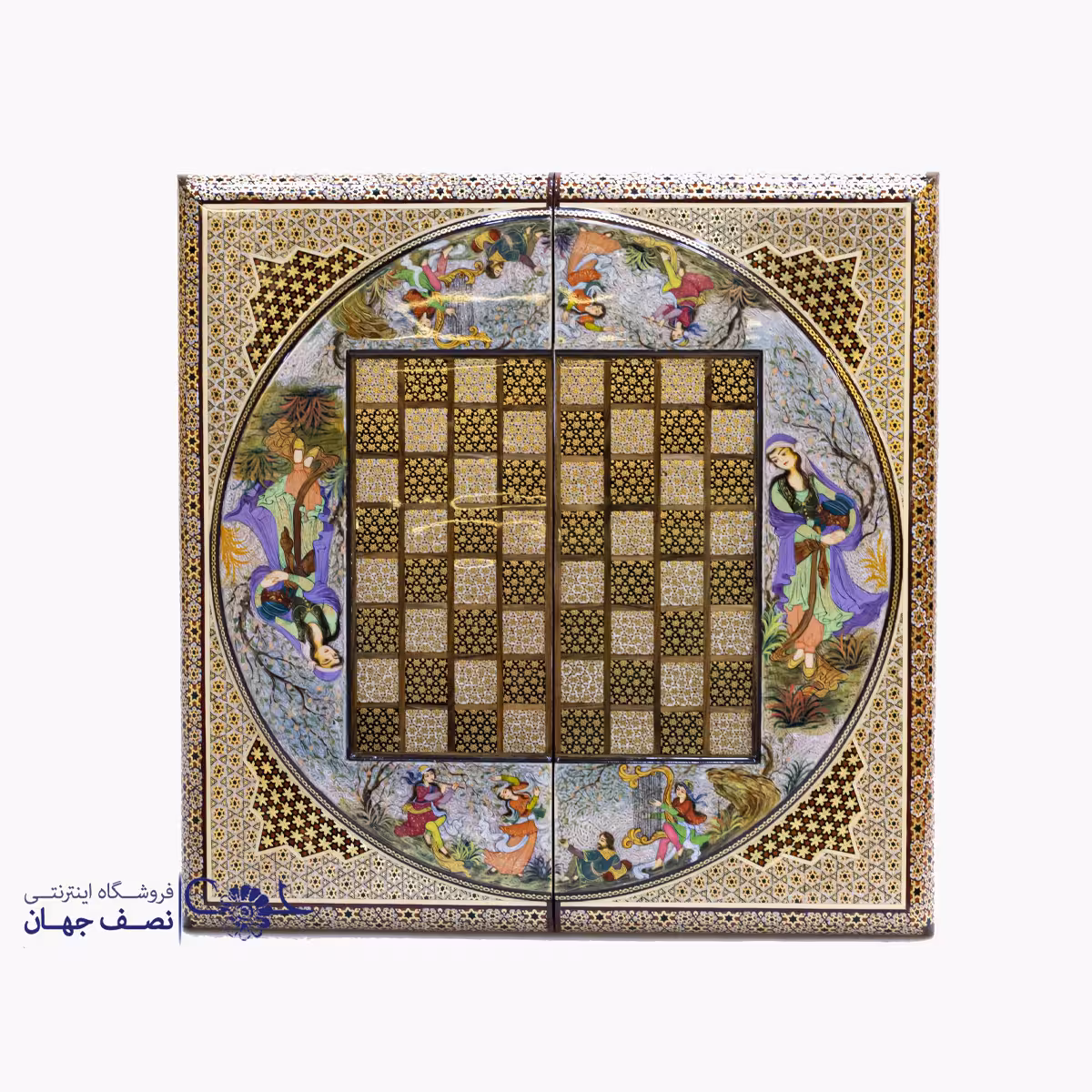 تخته نرد و شطرنج خاتم طرح مینیاتور