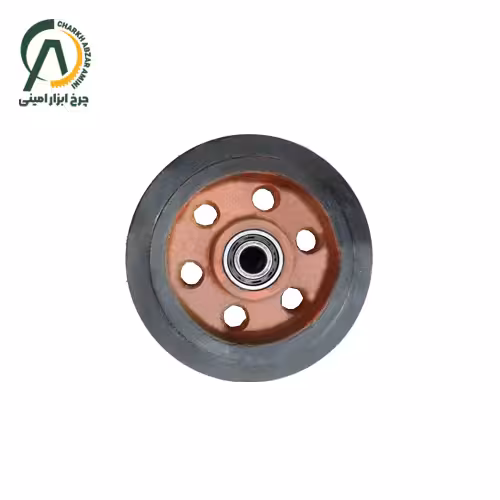 چرخ تک آهنی لاستیکی قرمز A قطر 160 میلی متر