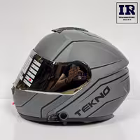 کلاه کاسکت بلوتوث دار فک متحرک تکنو Tekno - طوسی مات   M2C