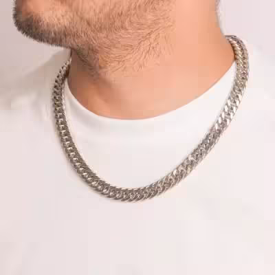 زنجیر مردانه کارتیر . طراحی کلاسیک ایتالیایی . نقره ای.