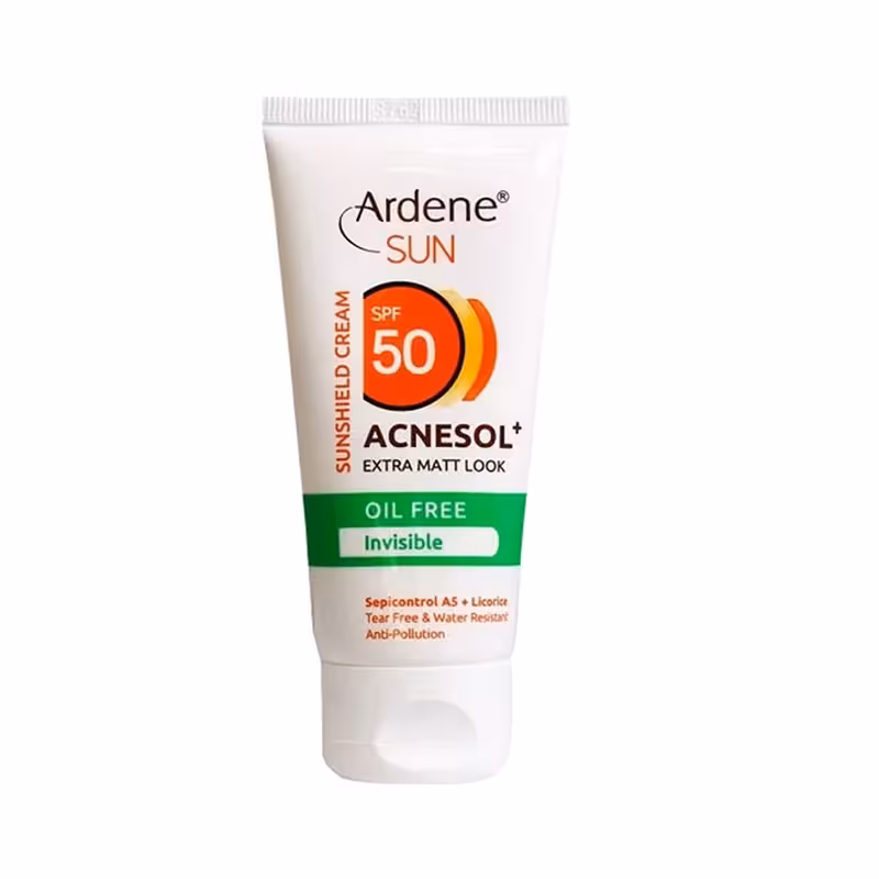 کرم ضدآفتاب بی رنگ Acnesol پلاس SPF50 فاقد چربی آردن سان 50 میلی لیتر