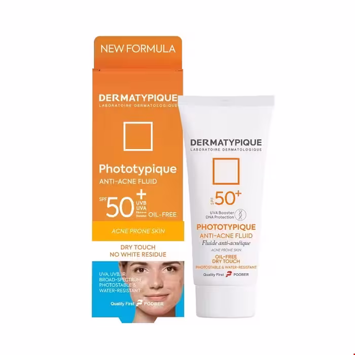 فلوئید ضد آفتاب پوست چرب و دارای جوش فتوتیپیک SPF50 بی رنگ درماتیپیک 40 میلی لیتری