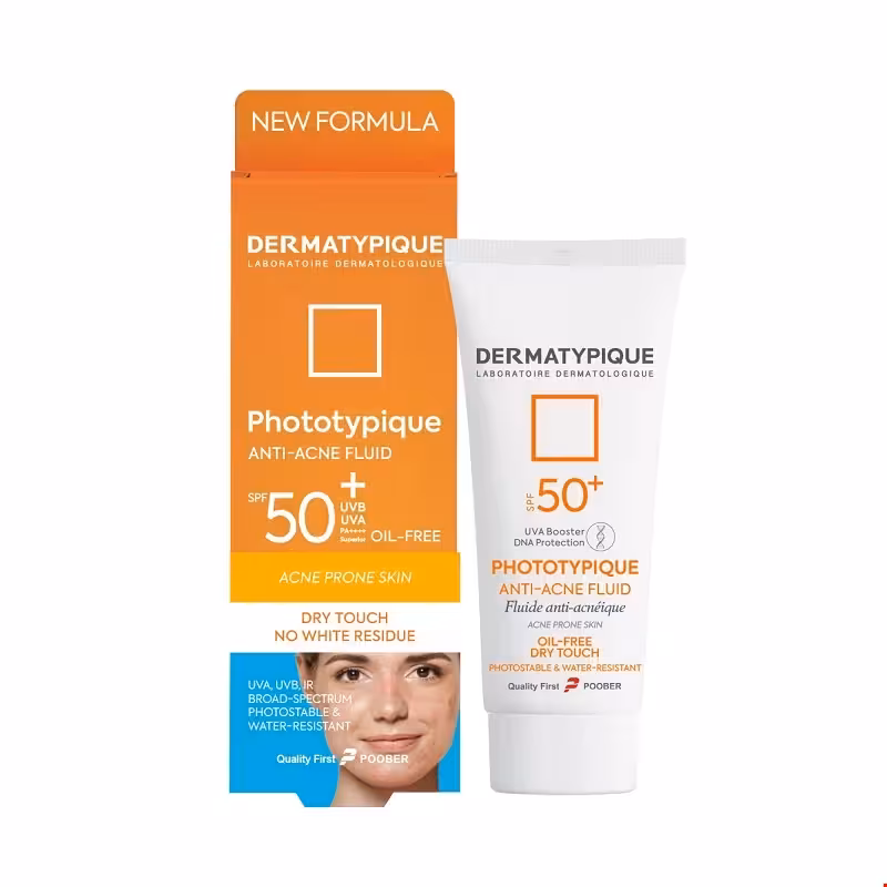 فلوئید ضد آفتاب پوست چرب و دارای جوش فتوتیپیک SPF50 بی رنگ درماتیپیک 40 میلی لیتری