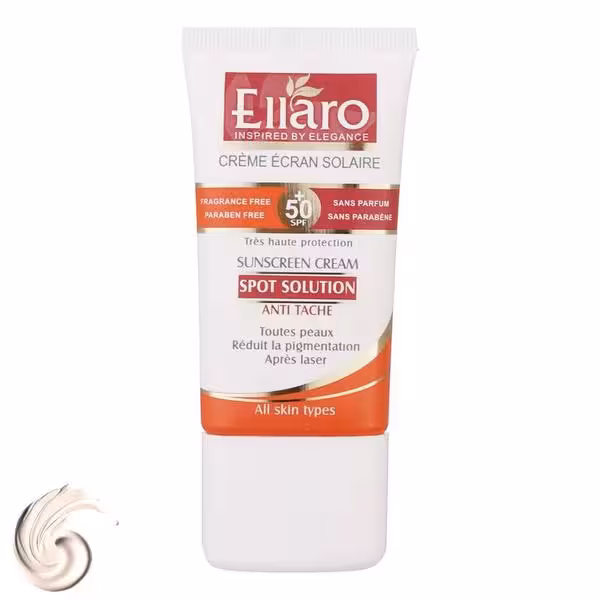 ضدآفتاب ضدلک بی رنگ Ellaro الارو مدل SPF50 انواع پوست