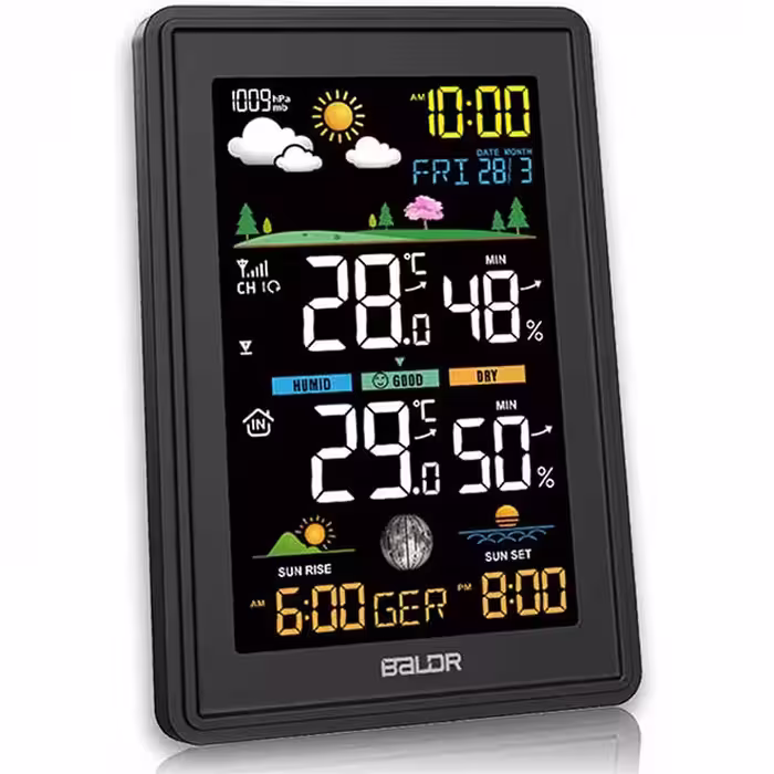 ایستگاه هواشناسی درای سنسور فضای باز Konsen Weather Station Colour Display with Outdoor Sensor for Indoor and Outdoor