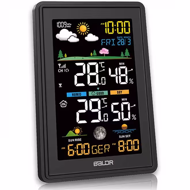 ایستگاه هواشناسی درای سنسور فضای باز Konsen Weather Station Colour Display with Outdoor Sensor for Indoor and Outdoor