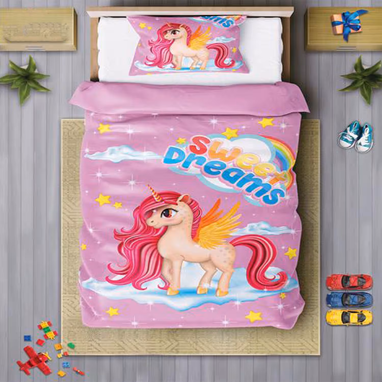 سرویس روتختی دخترانه چیداری مدل 7118 یک نفره چهار تکه