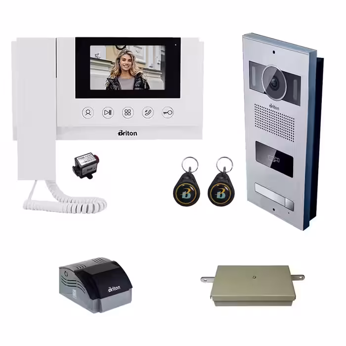 مجموعه دربازکن تصویری کارتی برایتون مدل 4330-2001R یک طبقه به همراه محافظ ولتاژ مانیتور | چاوه