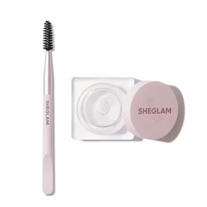 ژل ابرو کاسه ای و اپلیکاتور دو طرفه SHEGLAM set me up hold شیگلم