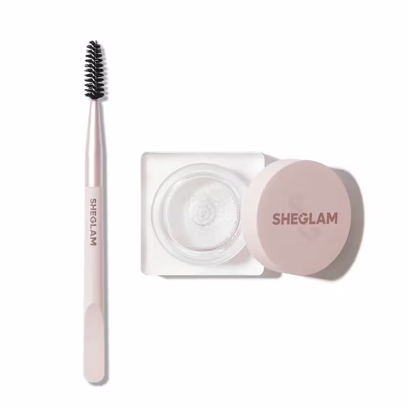 ژل ابرو کاسه ای و اپلیکاتور دو طرفه SHEGLAM set me up hold شیگلم