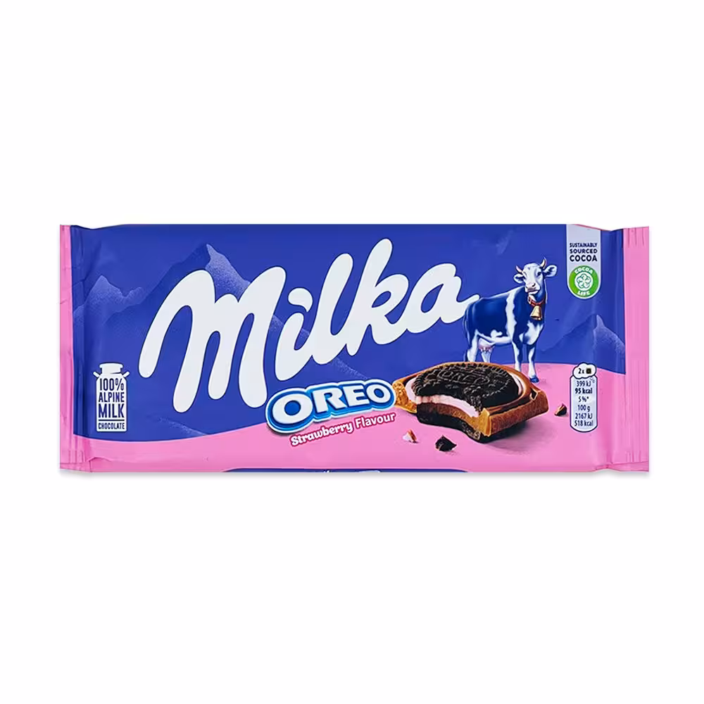 شکلات اورئو توت فرنگی میلکا 100 گرم | Milka Strawberry Oreo Chocolate 100gr