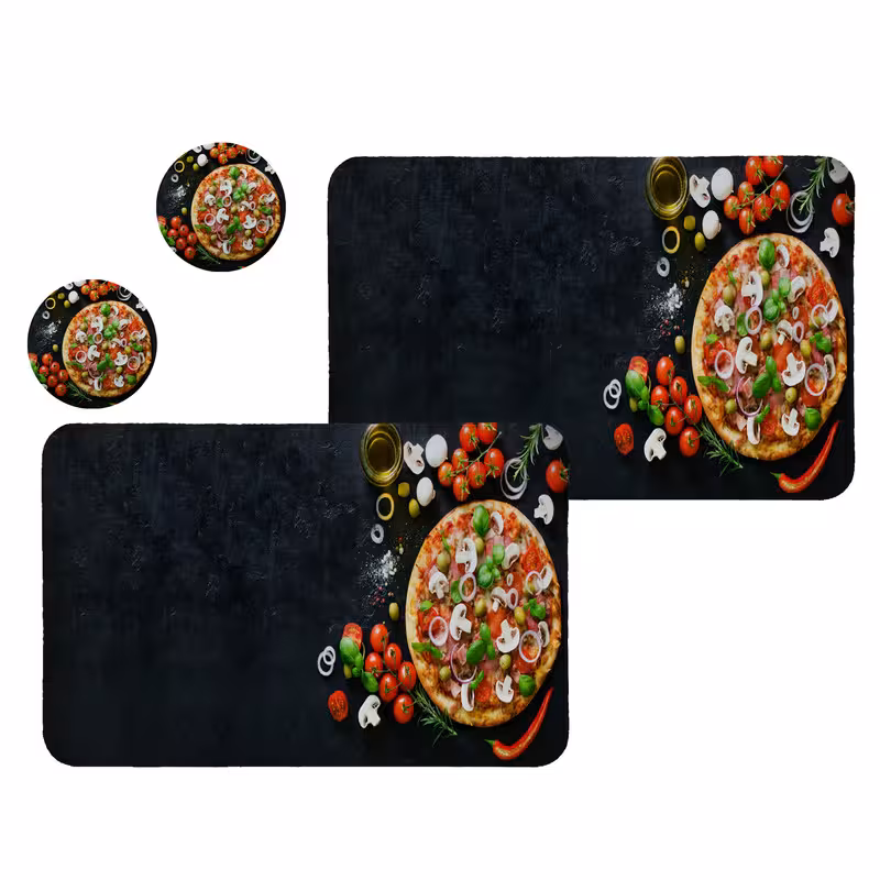 زیربشقابی طرح پیتزا کد 5005 مجموعه 2عددی همراه زیرلیوانی | کالا مکس