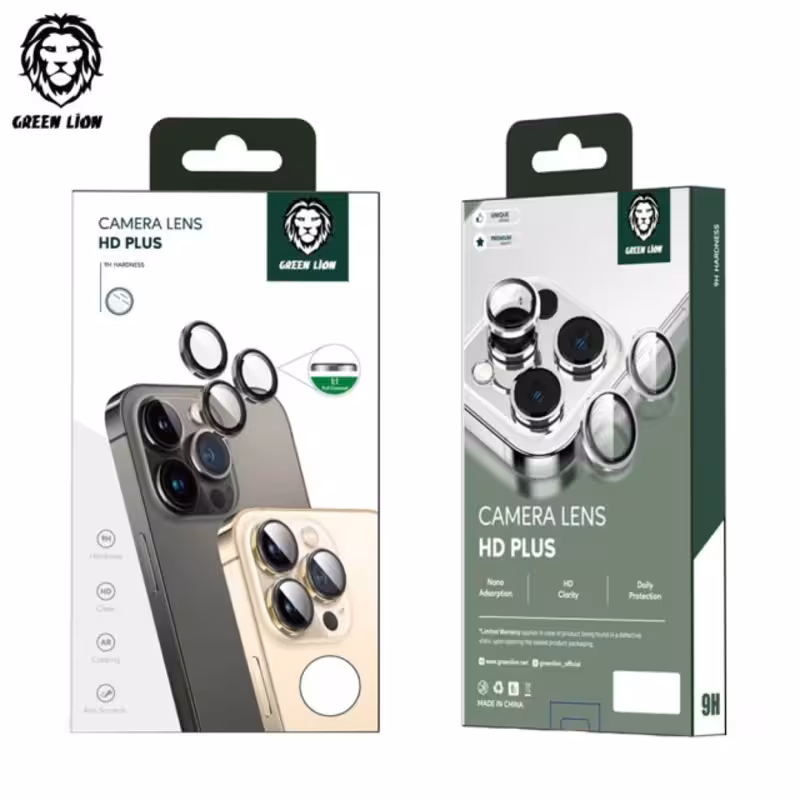 گلس لنز دوربین نقره ای گرین لاین برای iPhone 14 Pro Max مدل Green Lion HD Plus Silver