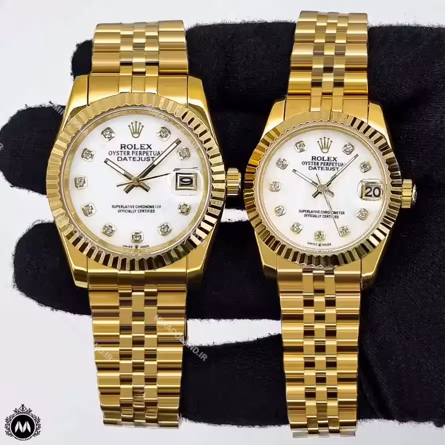 ساعت ست زنانه و مردانه رولکس دیت جاست طلایی صفحه صدفی Rolex Datejust RXS338