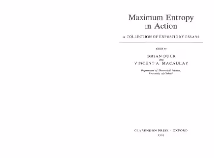 خرید و دانلود نسخه کامل کتاب Maximum Entropy in Action: A Collection of Expository Essays