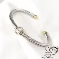 دستبند النگوی استیل طرح طناب نگین دار کد 9414