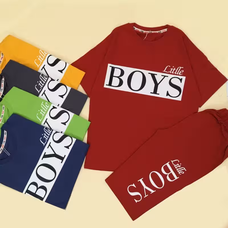 تیشرت شلوارک پسرانه طرح BOYS سایز 60 و 65
