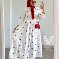 پیراهن ساحلی زنانه کرپ فلور مدل آلبالویی رستا