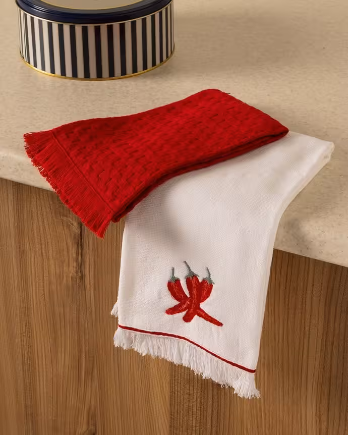 ست حوله آشپزخانه مادام کوکو طرح Poivre بسته 2 عددی