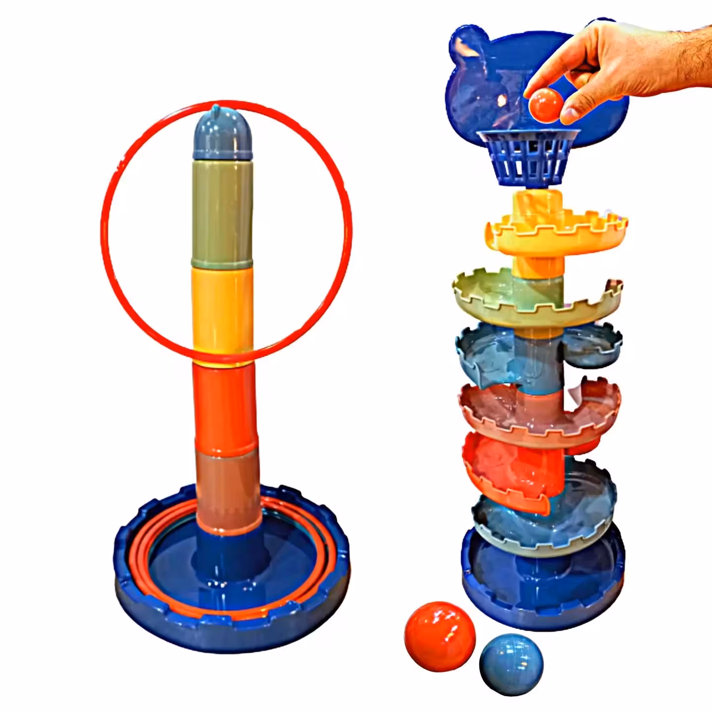 اسباب بازی توپ و سرسره بسکتبالی و حلقه پرتاب آموزشی