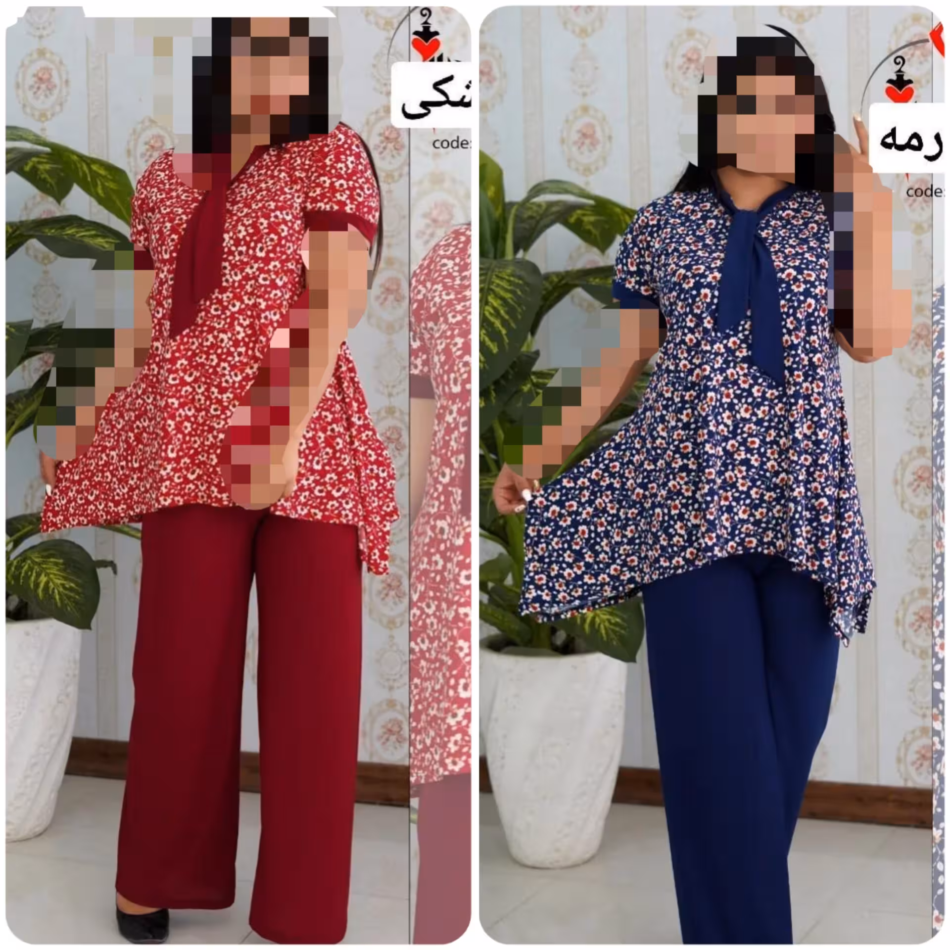 تونیک و شلوار گلریز فری سایز از38تا46 جنس کرپ درچند رنگ