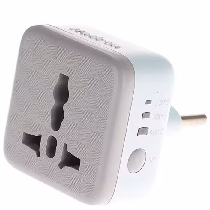 Hadron EU Stabilizer Power Plug Adapter with Timer – White