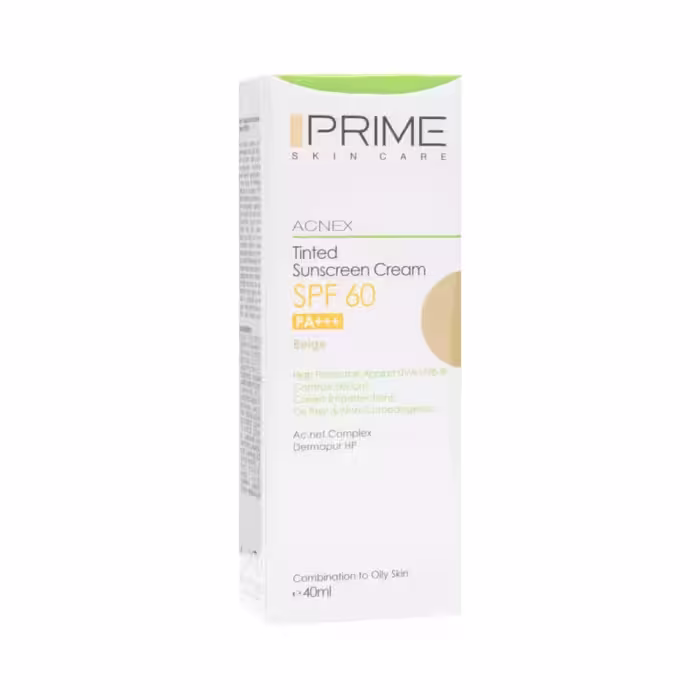 کرم ضد آفتاب SPF60 مخصوص پوست چرب رنگی بژ طبیعی پرایم