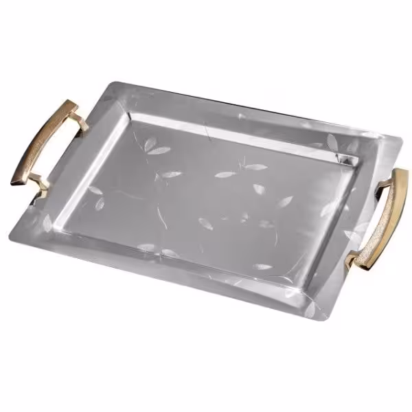 سینی آینه ای دسته طلایی  زاماک جفتی B0011  KST 616