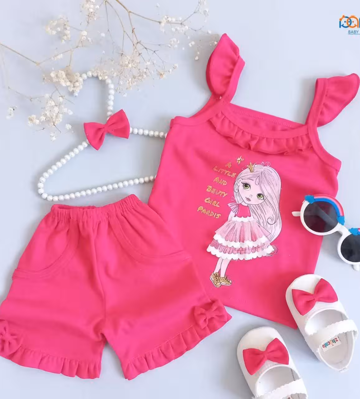 لباس بچه گانه تاپ شورت بارلی سرخابی