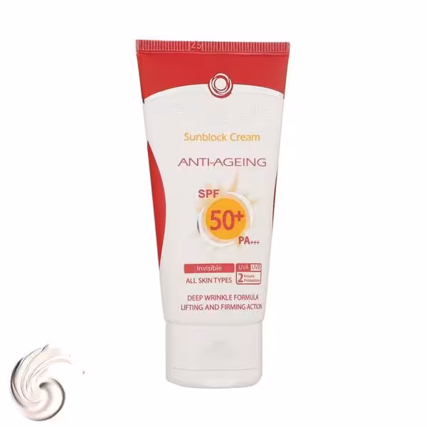 ضدآفتاب ضدچروک بی رنگ سان سیف Sunsafe مدل SPF50 میل 50
