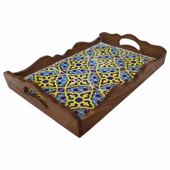 سینی چوبی طرح کاشی