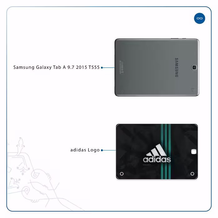 برچسب پوششی ماهوت مدل adidas-Logo مناسب برای تبلت سامسونگ Galaxy Tab A 9.7 2015 T555