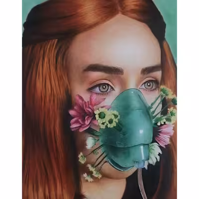 نقاشی مداد رنگی طرح ماسک