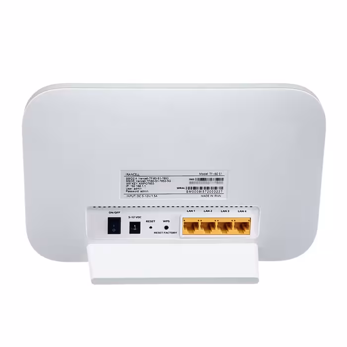 مودم 4G/TD-LTE ایرانسل مدل TF-i60 S1 به همراه 320 گیگابایت اینترنت شش ماهه TD و 180 گیگابایت اینترنت شش ماهه 4G و 3 عدد سیم کارت دائمی طلایی