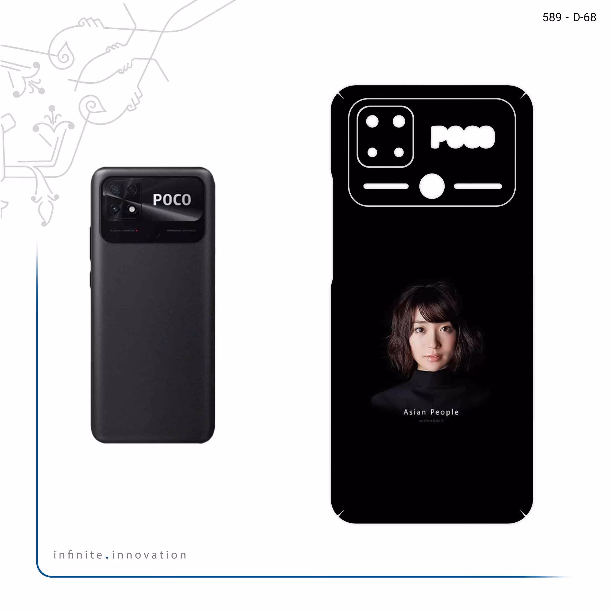 برچسب پوششی ماهوت مدل Portrait of an Asian Woman مناسب برای گوشی موبایل شیائومی Poco C40