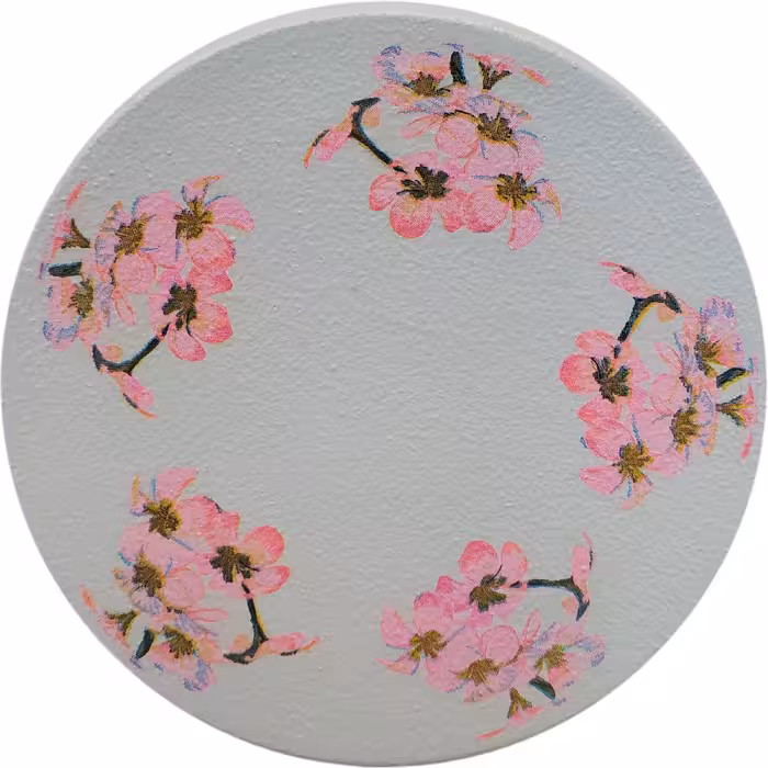 بشقاب دیوارکوب سفالی مدل فلامینگو و گلها مجموعه 3 عددی