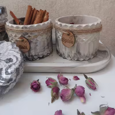 بانکه مدل سنگی کد 285 بسته 3 عددی به همراه سینی