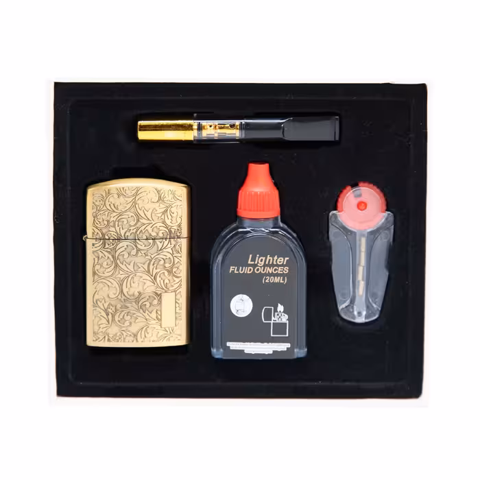 ست هدیه فندک و زیرسیگاری لایتر مدل حکاکی