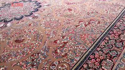 فرش ماشینی زمرد مشهد مدل 210067 زمینه گردویی