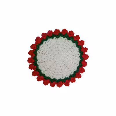 زیر لیوانی بافتنی مدل گل لاله