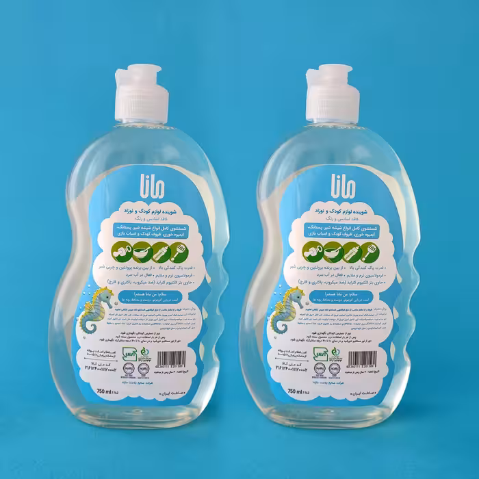 مایع شوینده و ضدعفونی کننده شیشه شیر مانا مدل بدون اسانس حجم 750 میلی لیتر بسته دو عددی