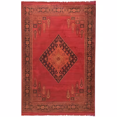 فرش ماشینی زمرد مشهد مدل کهنه نما زمینه لاکی