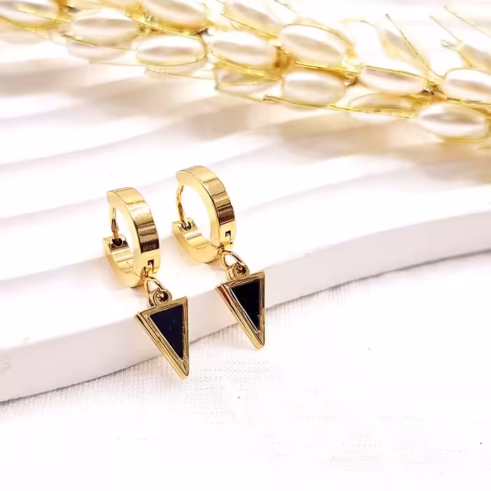 گوشواره تمام استیل طلایی طرح مثلثی