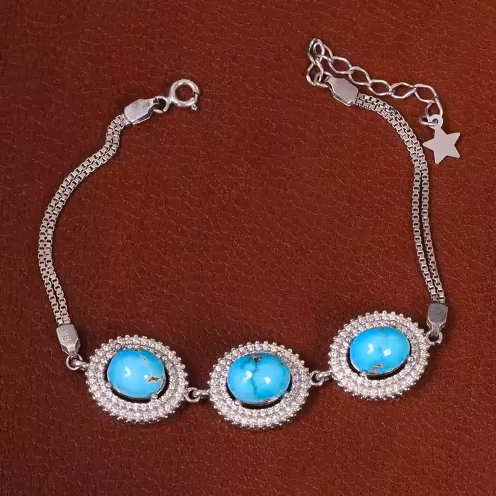 دستبند فیروزه زنانه کد 29952 - جواهری مشاهیر
