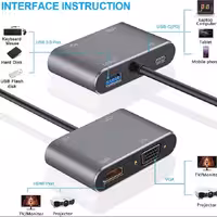 هاب 4 پورت تایپ سی مدل Type-C To HDMI 4 In 1 Adapter HT-C04-1